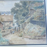 Henry James Sage – Companion Pair of Surrey Watercolors, Ferry Path, St Catherine’s, Guildford And Cats In A Boat by Louis Wain - thumbnail 17 of 20