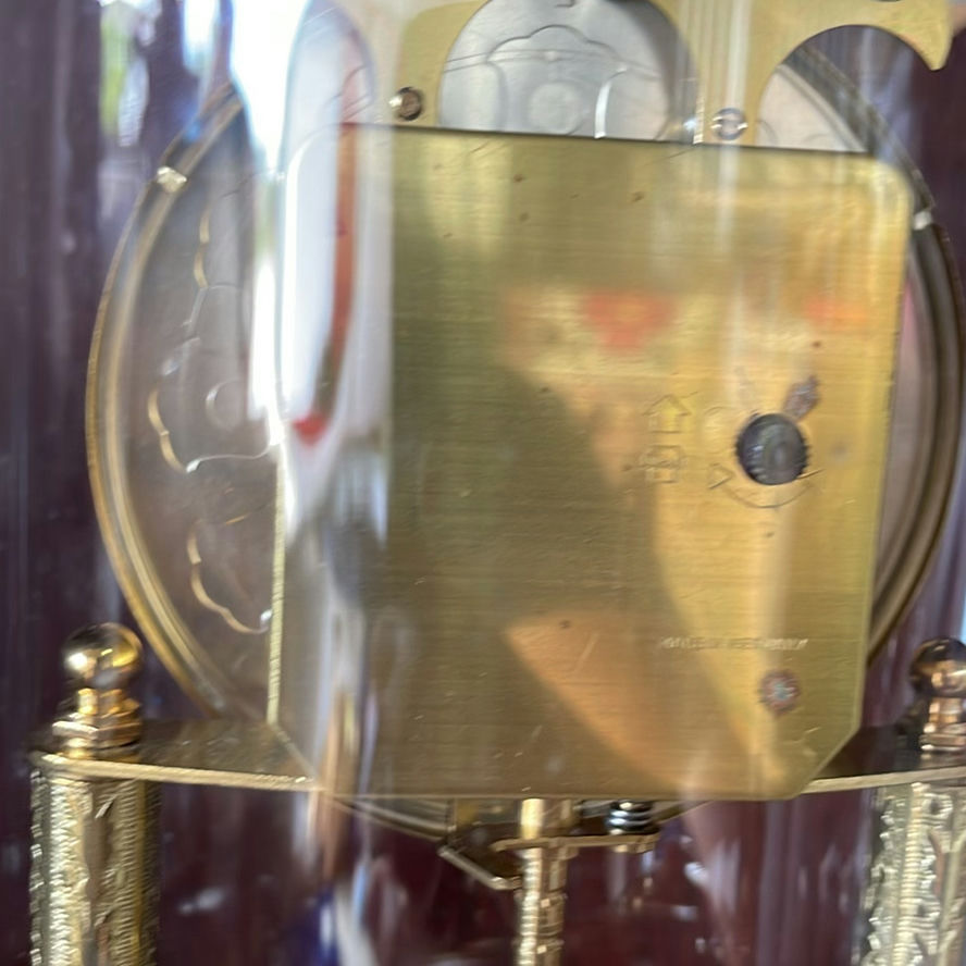 Heirloom Mantle Clock, Crystal Candleholders, Vase - image 9 of 12