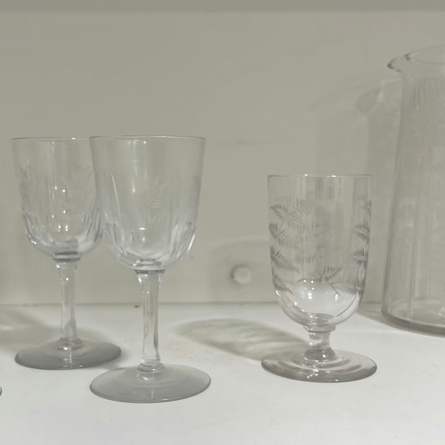 Vintage Etched Fern Patterned Glassware  - image 11 of 13