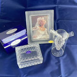 Helen Millard Glass Paperweight, Royal Doulton Crystal Trinket Box, Oil and Vinegar holder and Crystal Frame - thumbnail 2 of 13