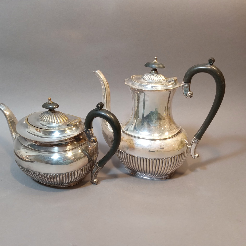 Silver Plate Tea Set w/Sterling Strainer - image 5 of 21