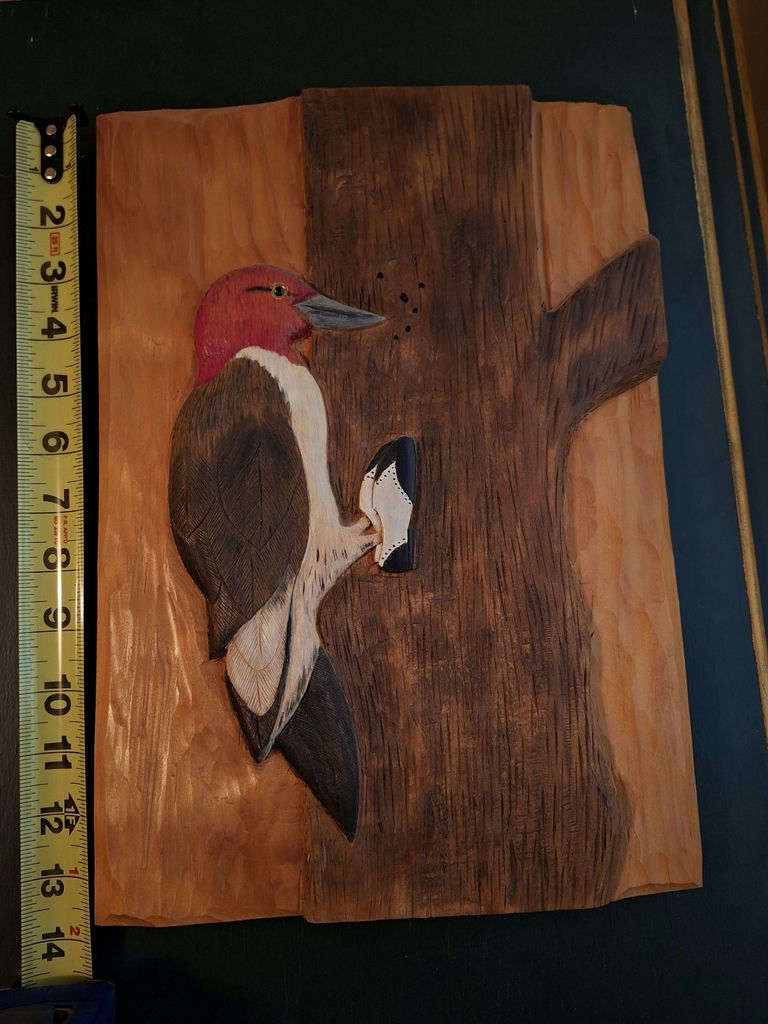 Hand-Carved Woodpecker Wall Plaque - image 1 of 6