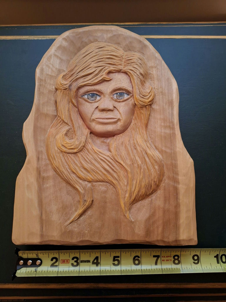 Stunning Detailed Hand-Carved Wooden Portrait Wall Plaque by Jerry Kowalski - image 6 of 7
