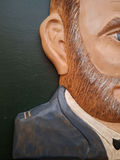 Hand-Carved Wood Ulysses S Grant Portrait Wall Plaque, SIGNED - thumbnail 4 of 7