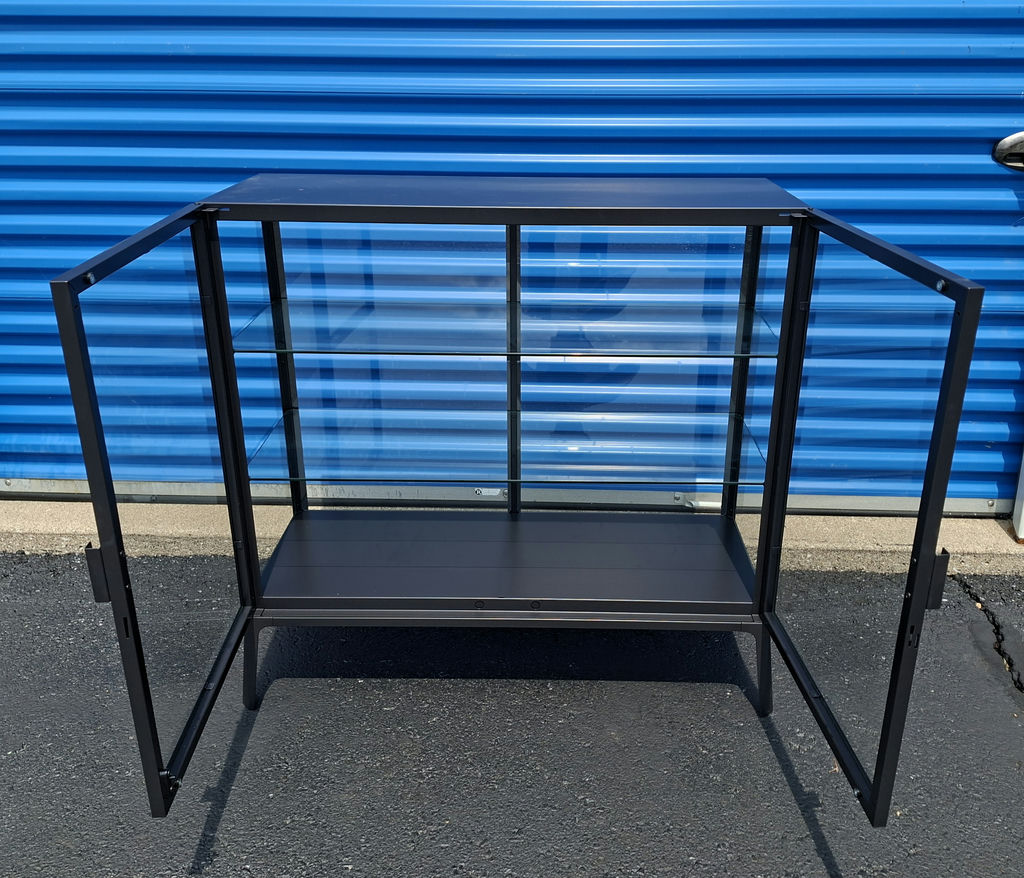 Stunning Black Metal and Glass Display Cabinet, 2 Shelves - image 2 of 5