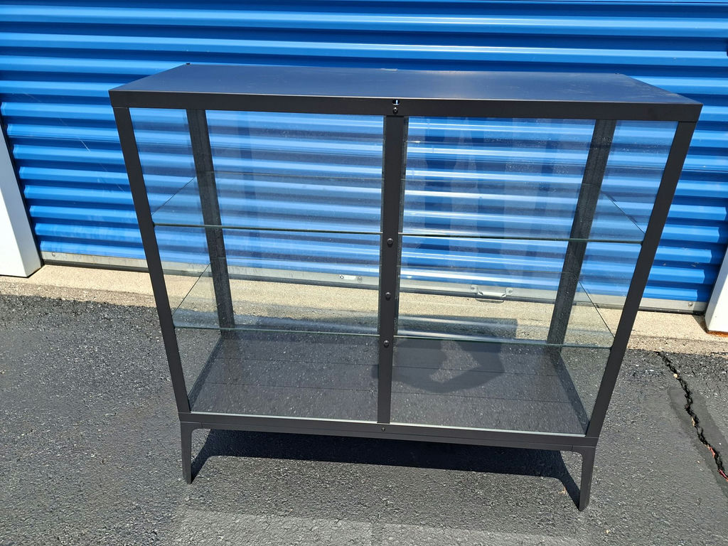 Stunning Black Metal and Glass Display Cabinet, 2 Shelves - image 5 of 5