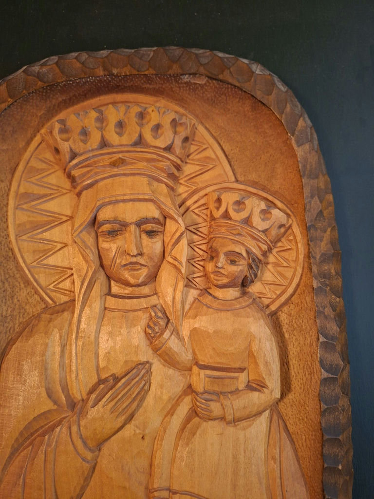 Hand-Carved Religious Wooden Wall Plaque - image 2 of 8