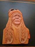 Hand-Carved Wooden Native American Wall Plaque, SIGNED - thumbnail 1 of 5