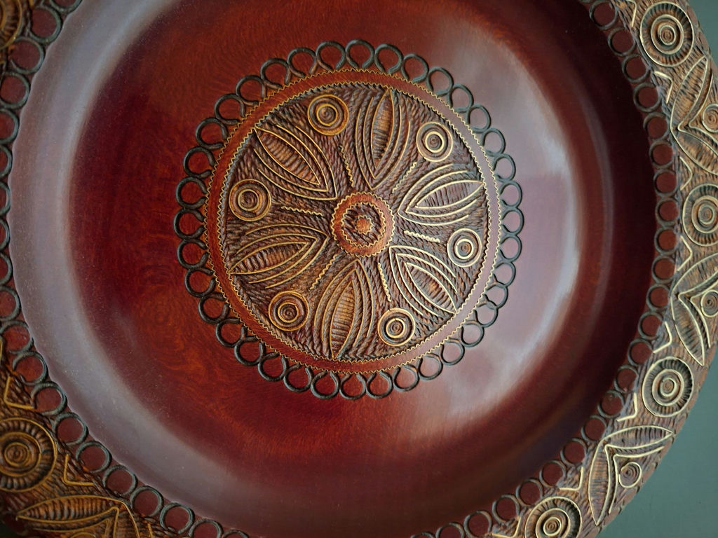 Polish Carved Decorative Wooden Bowl, Exquisite Detail! - image 2 of 5