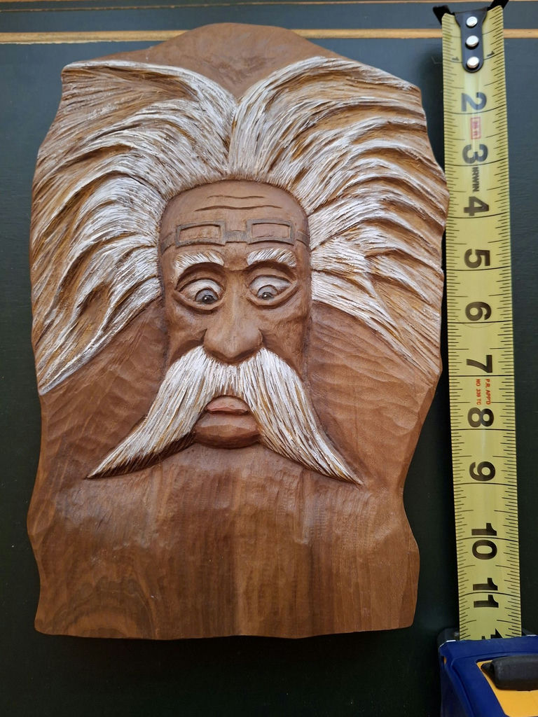 Hand-Carved Wooden Face Wall Art, SIGNED! - image 6 of 6