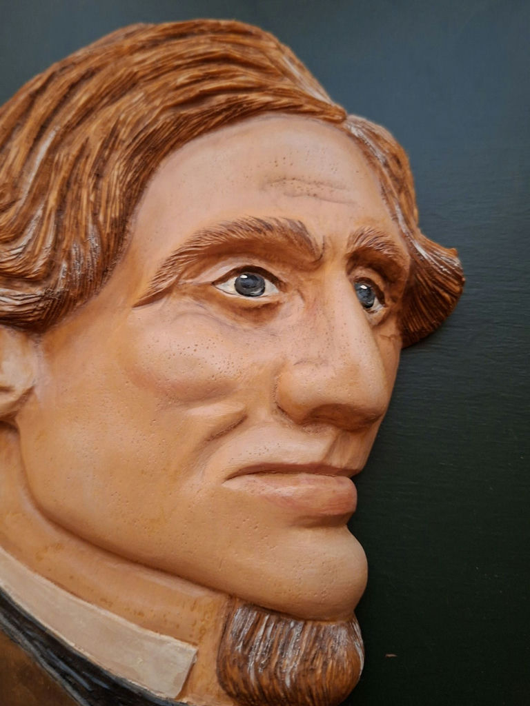 Hand-Carved Wooden Portrait Wall Plaque, Jefferson Davis - image 3 of 7