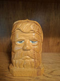 Stunning Hand-Carved Wooden Bearded Man Bust, SIGNED Jerry Kowalski - thumbnail 1 of 6