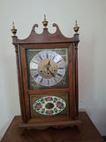 Vintage Wooden Mantle Clock with Pendulum - thumbnail 1 of 8