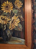 Framed Sunflower Oil Painting In Gorgeous Live Edge Frame - thumbnail 2 of 5