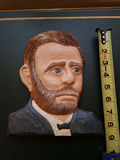Hand-Carved Wood Ulysses S Grant Portrait Wall Plaque, SIGNED - thumbnail 6 of 7