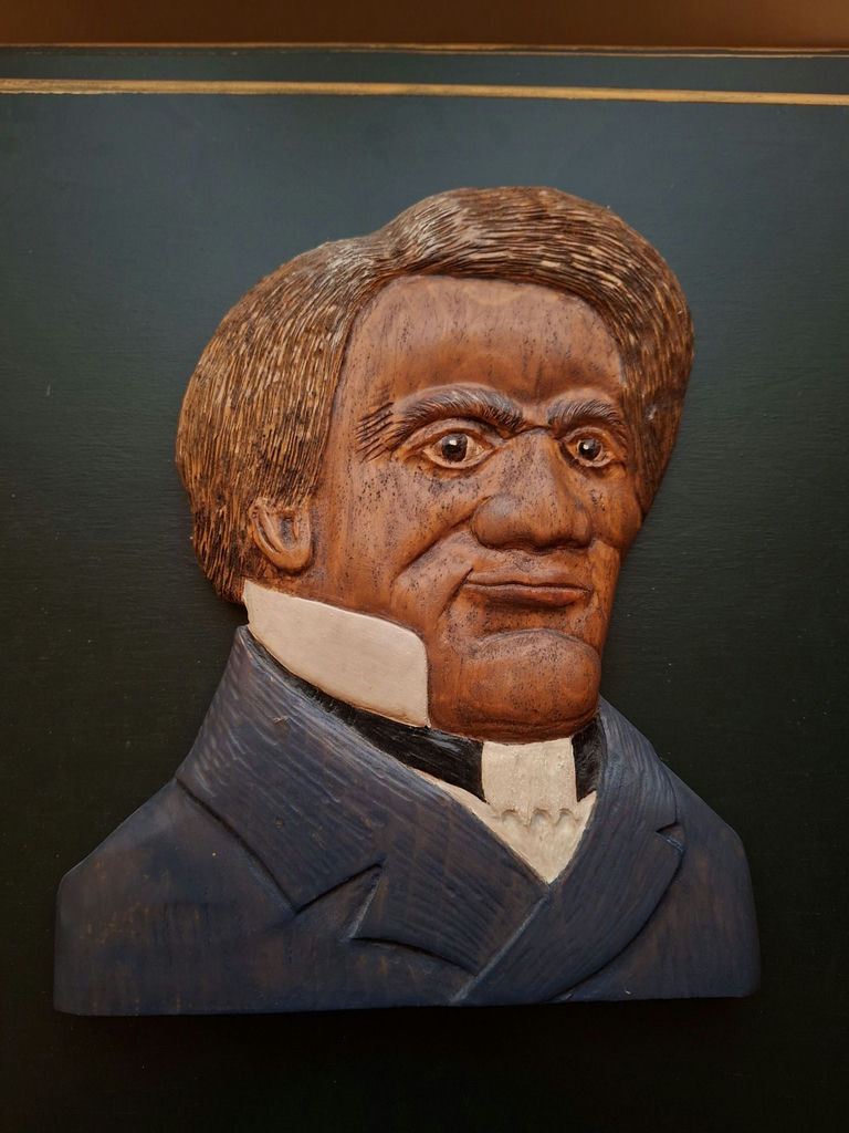 Hand-Carved Wooden Frederick Douglass Portrait Plaque - image 1 of 7