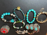 Assorted Turquoise, Beaded, and Gemstone Jewelry with Key Pendant - thumbnail 1 of 11