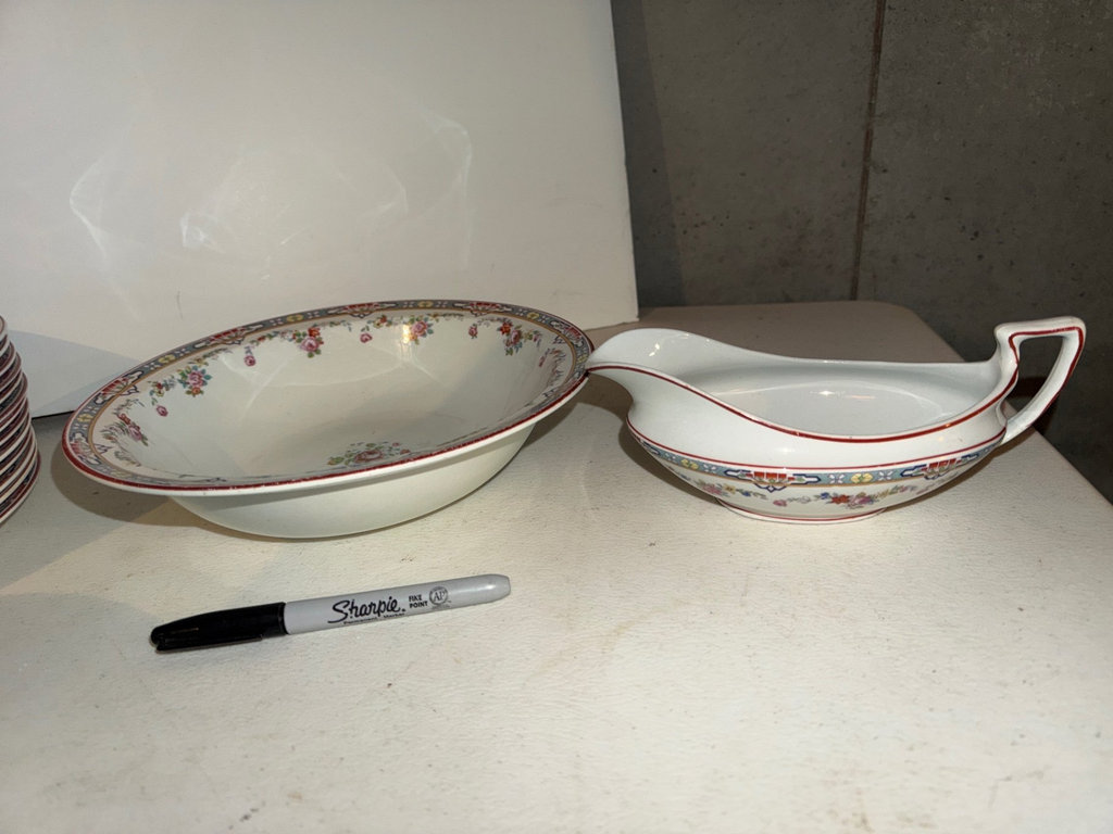 Floral china dinnerware set with plates, bowls and teacups  - image 8 of 14