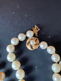 Vintage jewelry lot: Monet pearl necklace, enamel brooch, Lucinda pin, and floral earrings - thumbnail 6 of 9