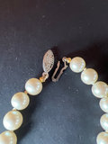 Vintage jewelry lot: Monet pearl necklace, enamel brooch, Lucinda pin, and floral earrings - thumbnail 7 of 9