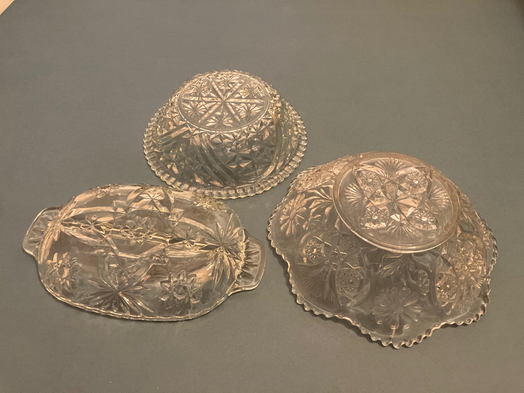 Clear etched glassware set with plates, bowls, lids, and cups - image 6 of 8