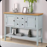 Antique White Wood Sideboard Console Table with Wood Top - thumbnail 1 of 8