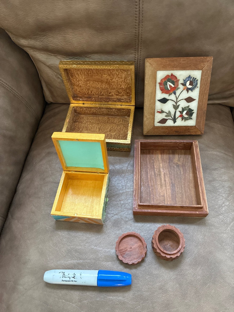 Assorted decorative wooden trinket boxes and coasters - image 2 of 6
