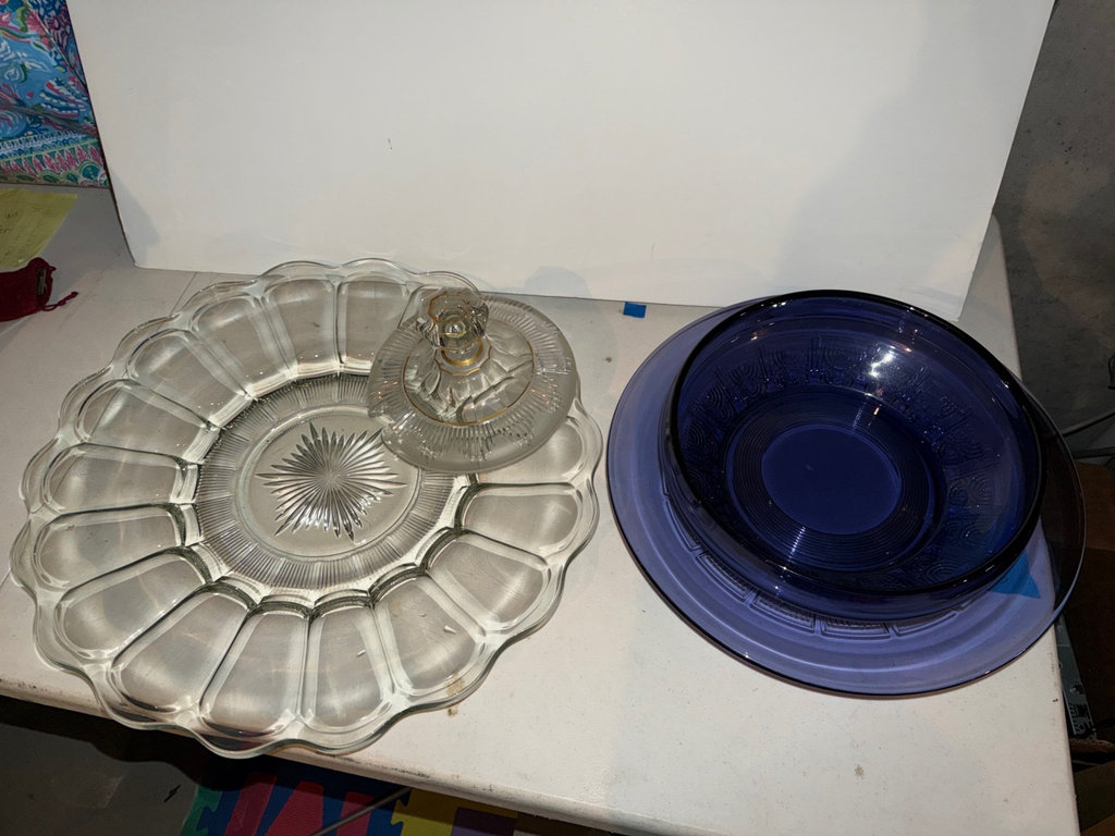 Cobalt blue Serving Platter and Bowl, More - image 1 of 8