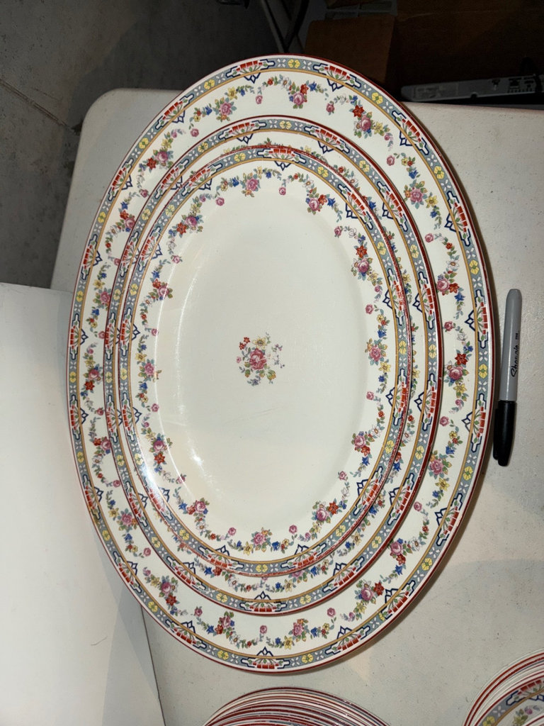 Floral china dinnerware set with plates, bowls and teacups  - image 5 of 14