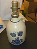 Ceramic pitcher-shaped lamp base with blue floral decoration - thumbnail 1 of 6