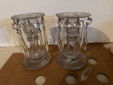 Crystal candle holders with hanging prisms, candles, More  - thumbnail 3 of 6