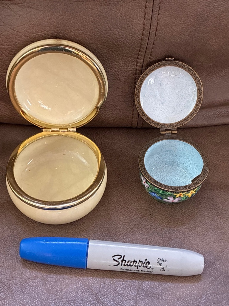 Assorted vintage trinket boxes and decorative tins - image 1 of 13
