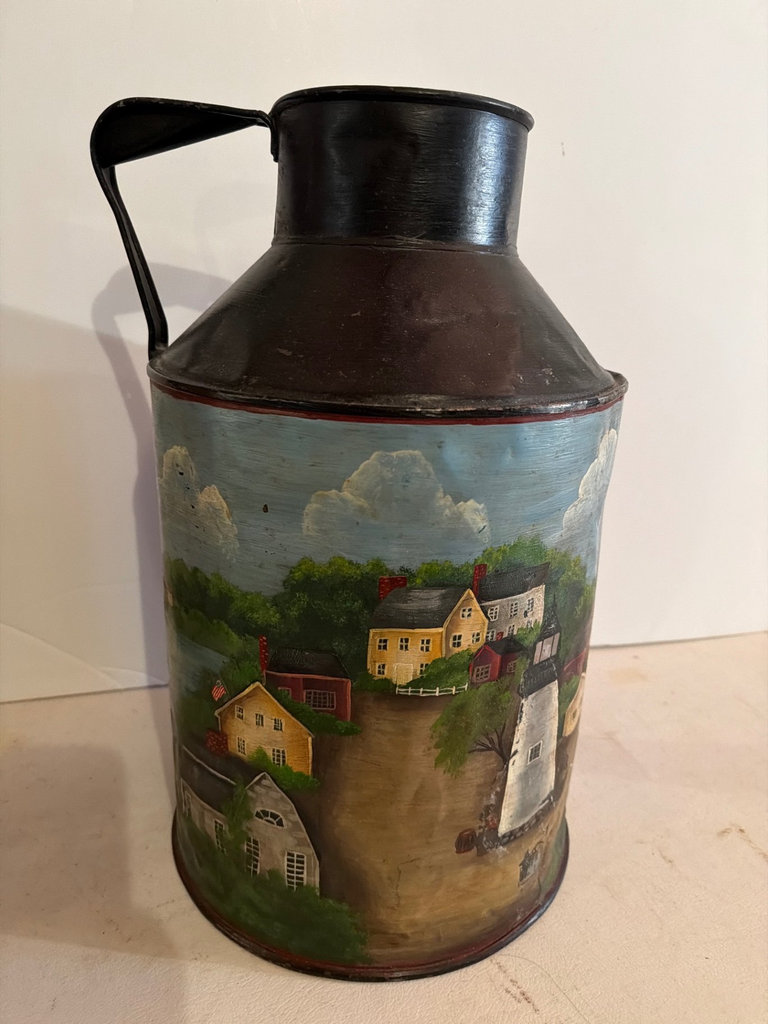 Hand-painted metal milk can - image 1 of 6