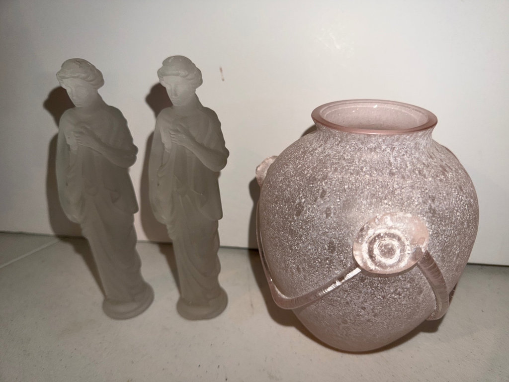 Pair of frosted white statues, Frosted Vase  - image 1 of 7