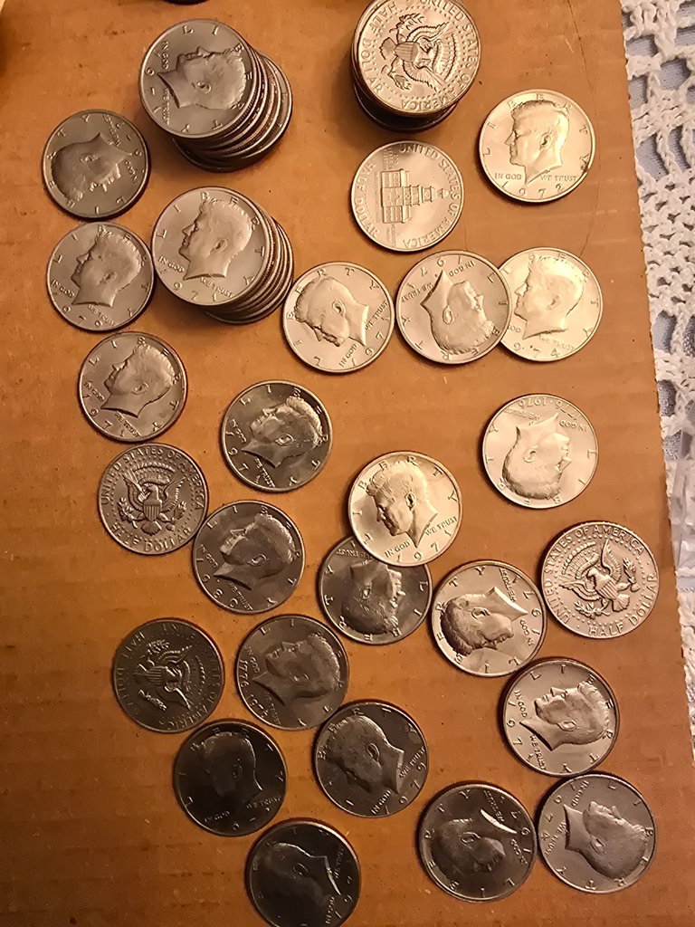 Assorted world coins and Kennedy half-dollars - image 8 of 9