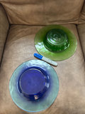 Set of colored glass plates with metal decorative items - thumbnail 2 of 7
