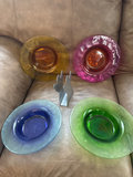 Set of colored glass plates with metal decorative items - thumbnail 5 of 7