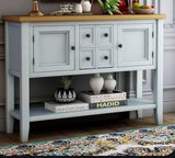 Antique White Wood Sideboard Console Table with Wood Top - thumbnail 7 of 8