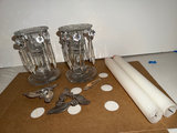 Crystal candle holders with hanging prisms, candles, More  - thumbnail 1 of 6