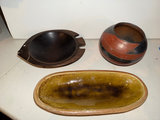 Assorted ceramic pottery pieces, Wood Bowl - thumbnail 1 of 10