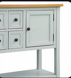Antique White Wood Sideboard Console Table with Wood Top - thumbnail 6 of 8