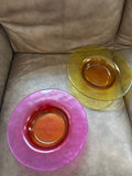 Set of colored glass plates with metal decorative items - thumbnail 1 of 7