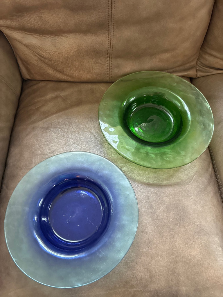 Set of colored glass plates with metal decorative items - image 4 of 7