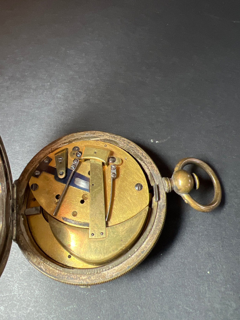Antique brass pocket watch with open movement - image 6 of 6