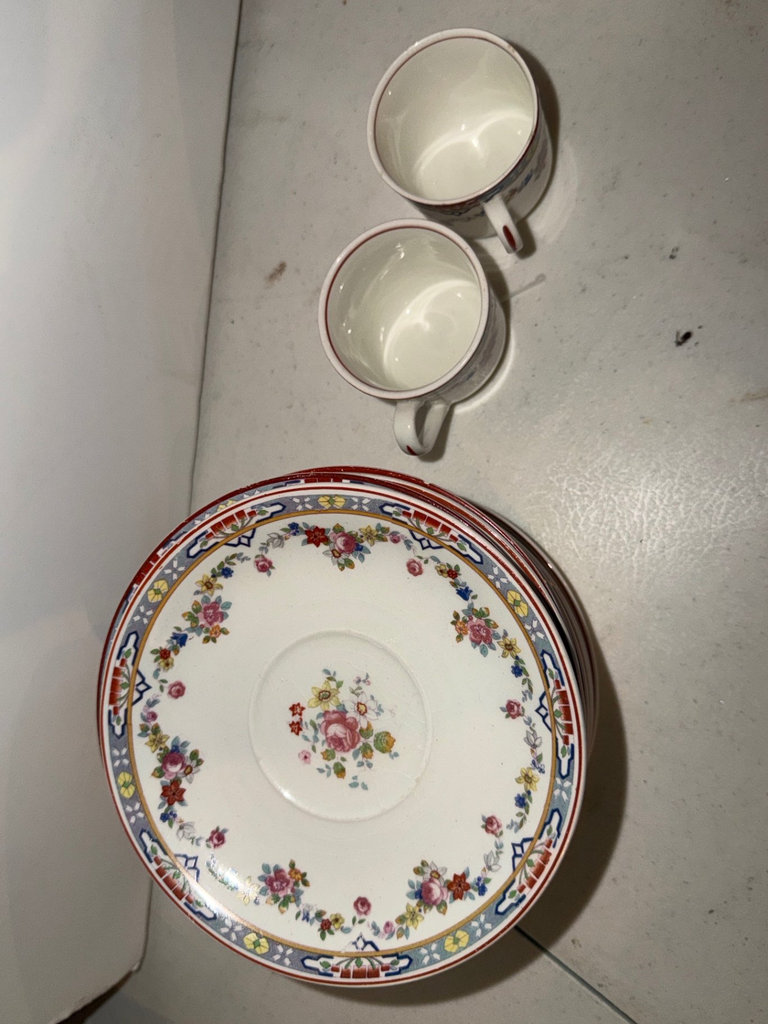 Floral china dinnerware set with plates, bowls and teacups  - image 2 of 14