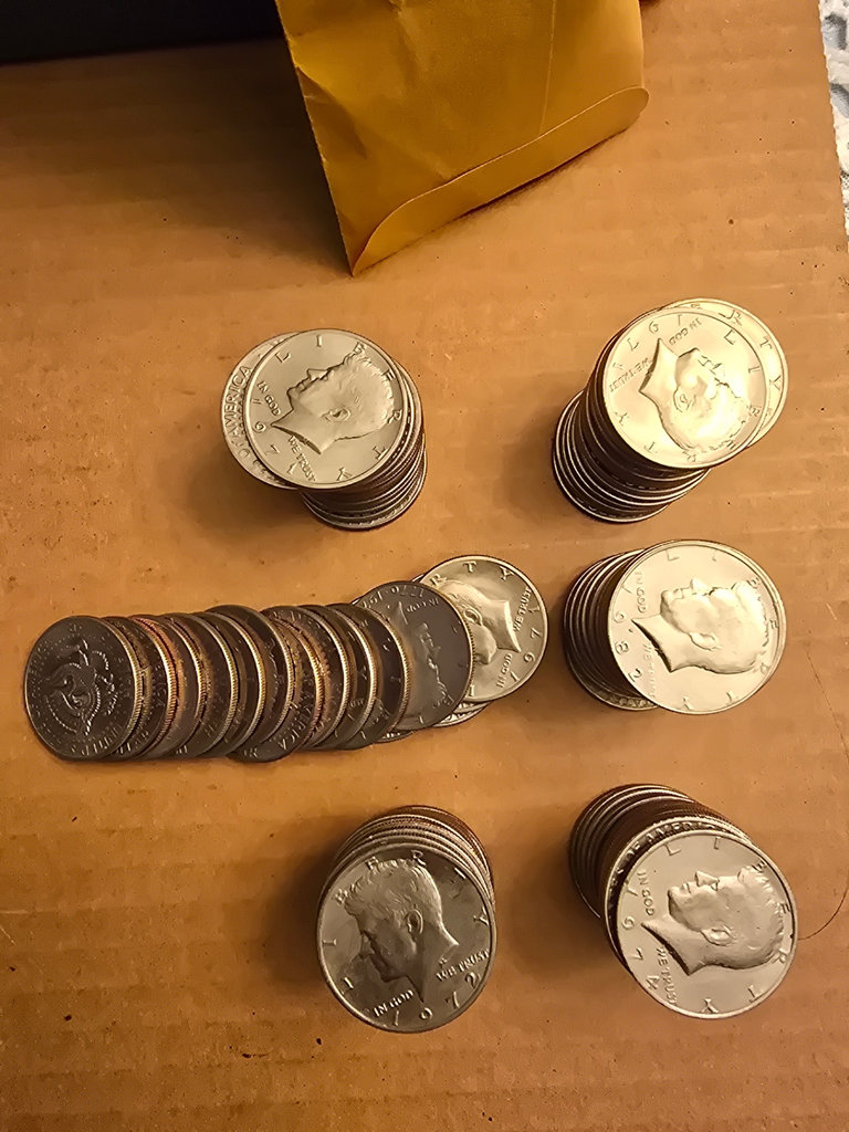 Assorted world coins and Kennedy half-dollars - image 7 of 9