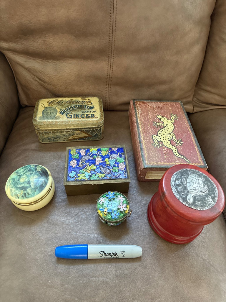 Assorted vintage trinket boxes and decorative tins - image 6 of 13