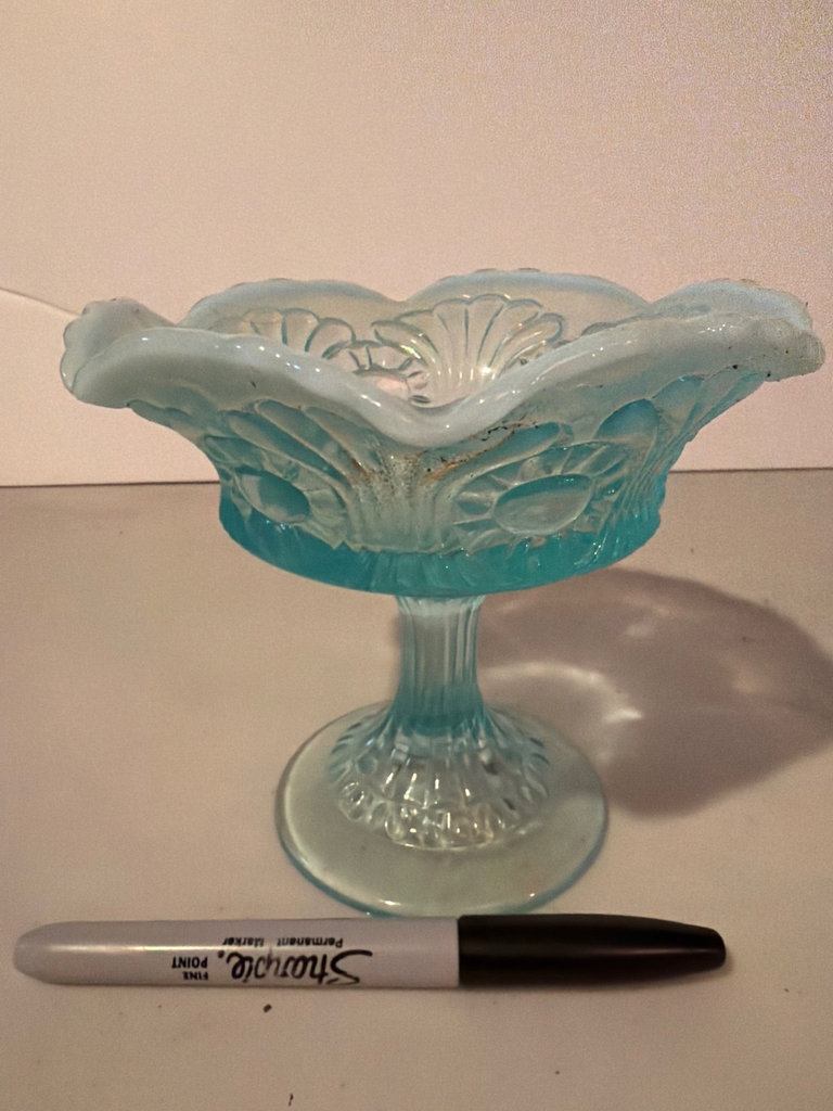 Blue glass pedestal compote and spice cruet set - image 2 of 11