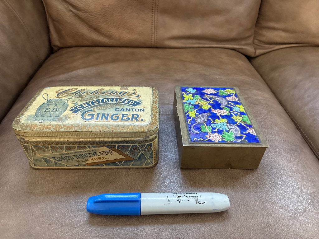 Assorted vintage trinket boxes and decorative tins - image 5 of 13