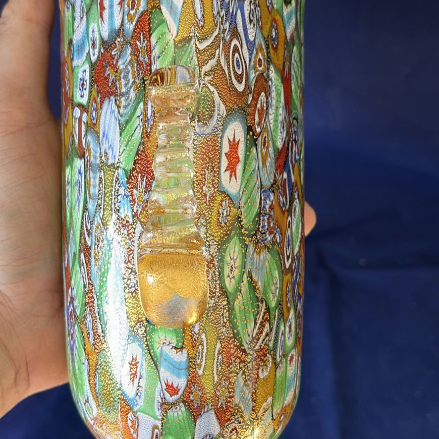 Vintage Murano Glass Trio Millefiori Gold Leaf Urn Vase Amedeo Rossetto Set Italian Art Glass - image 15 of 25